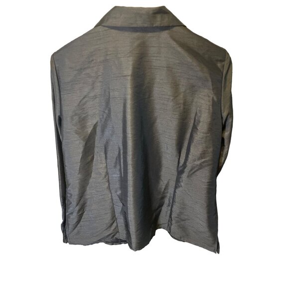 Sag Harbor NWT Charcoal Long Sleeve Button Up Embroidered Blouse SZ 14 Petite - Picture 2 of 8